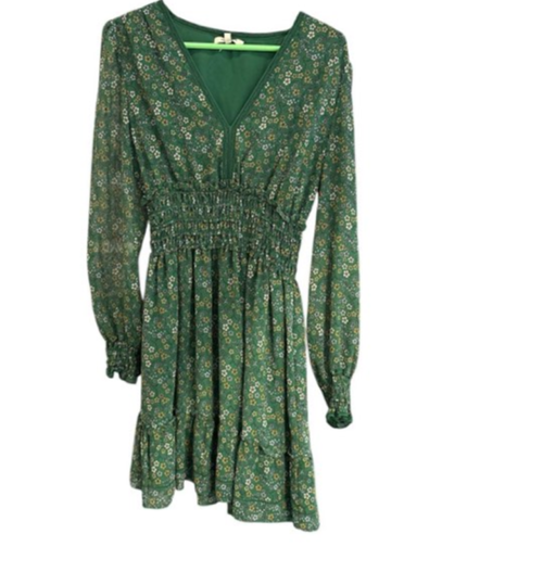 Floral Smocked V-Neck Dress S-S