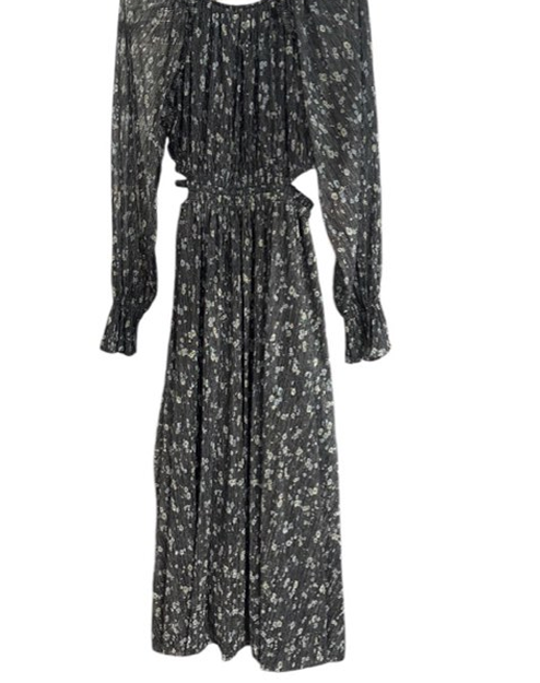 Floral Long Sleeve Cutout Midi Dress